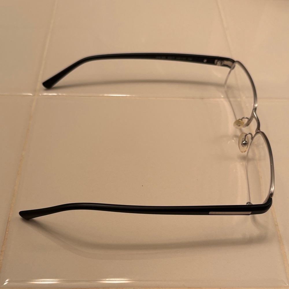 Prada Black and Silver Half Rim Rectangular Eyegl… - image 9